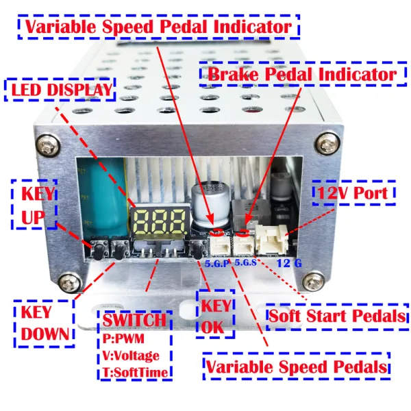 13-77.5VDC 120A PWM3.0 Brushed DC Motor Speed Controller with 12V 2.5A Output Port for Power Wheels | MgcSTEM