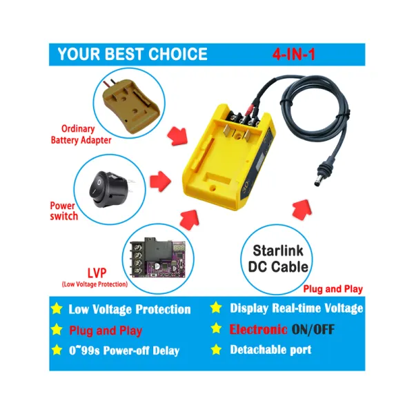 MgcSTEM Starlink Mini DeWalt Battery Adapter Kit with Low Voltage Cutoff Protection